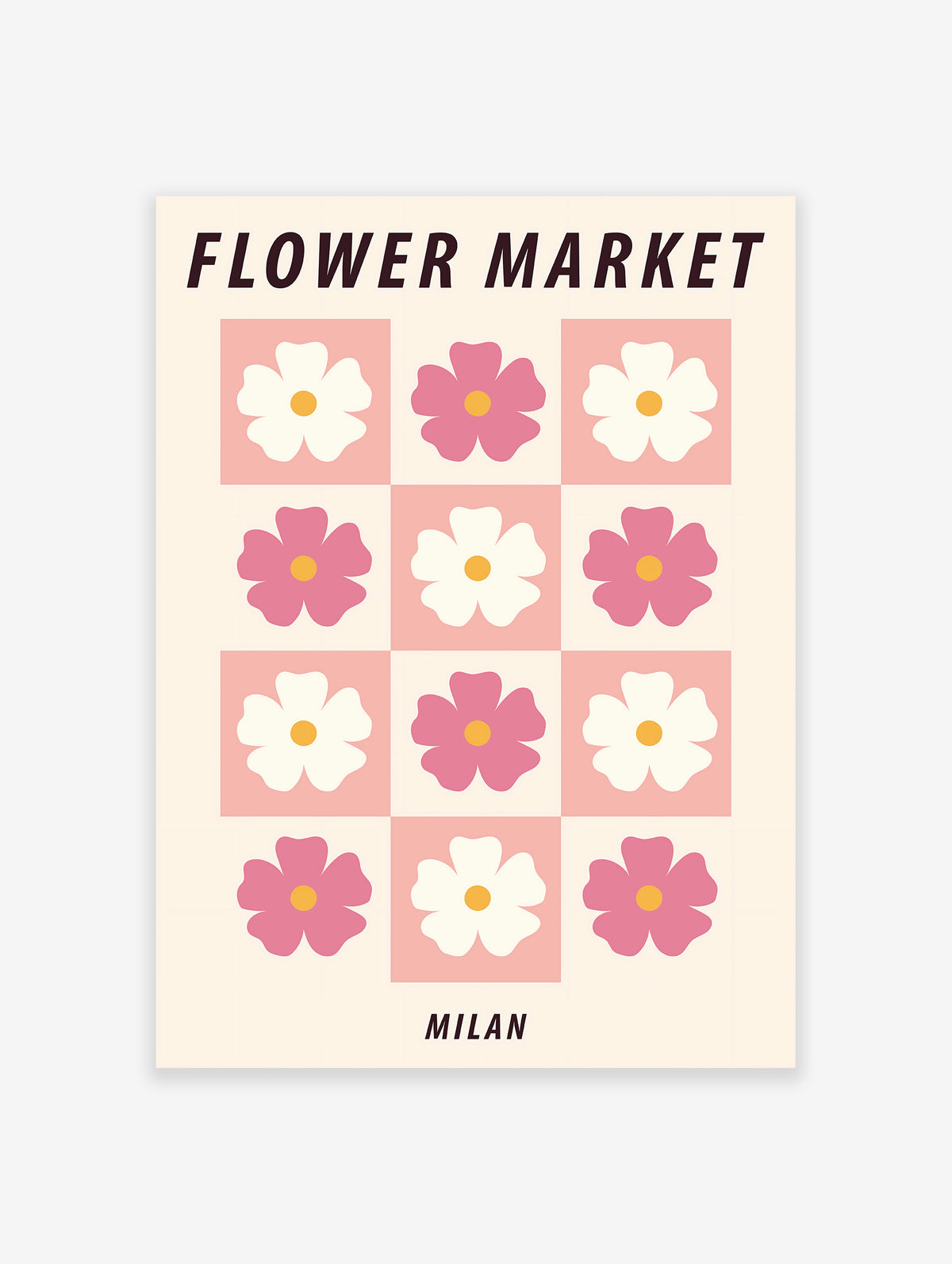 Flower Market Milan Poster, Italian Floral Print