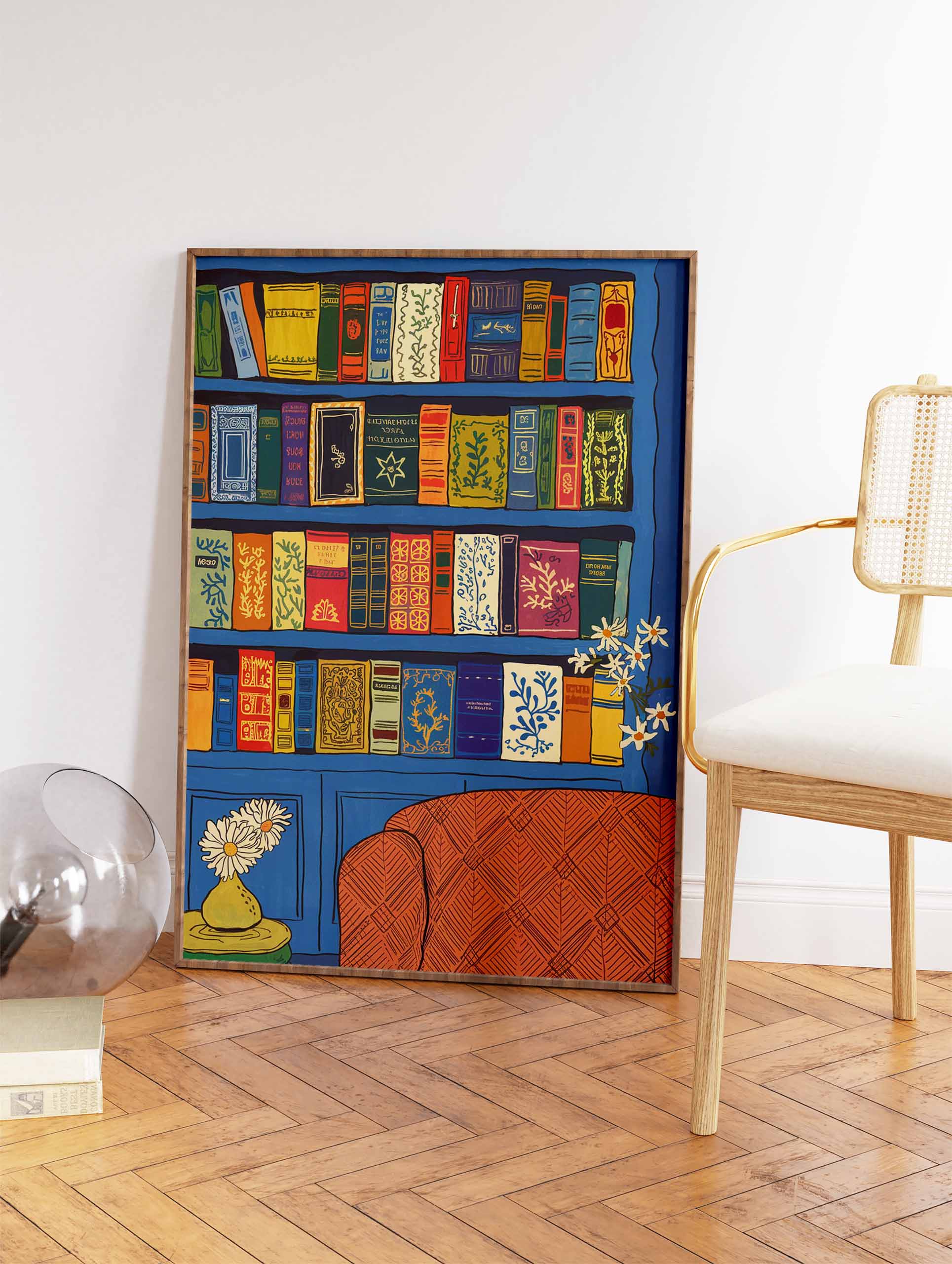 Vintage Bookshelf Poster