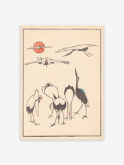 Japanese Cranes Poster, Japanese Animal Print