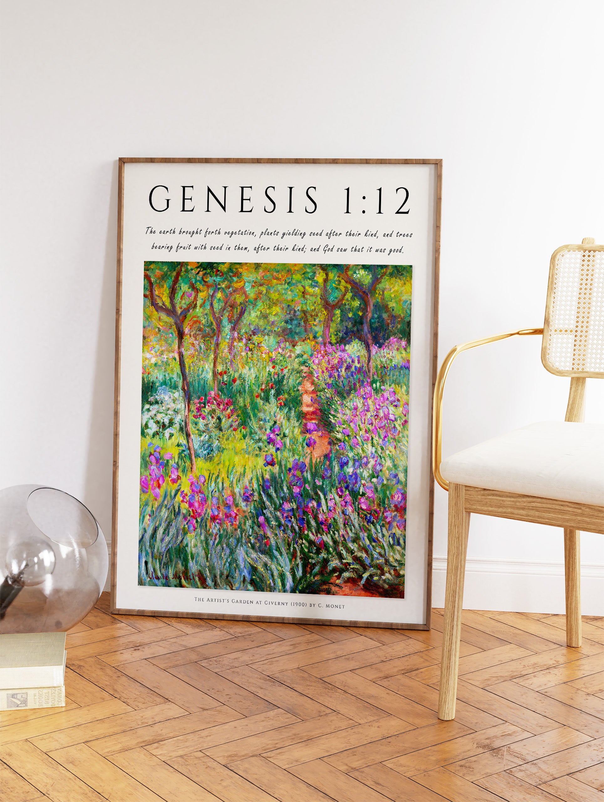 Biblical Typography Poster by Claude Monet, Christianity Print