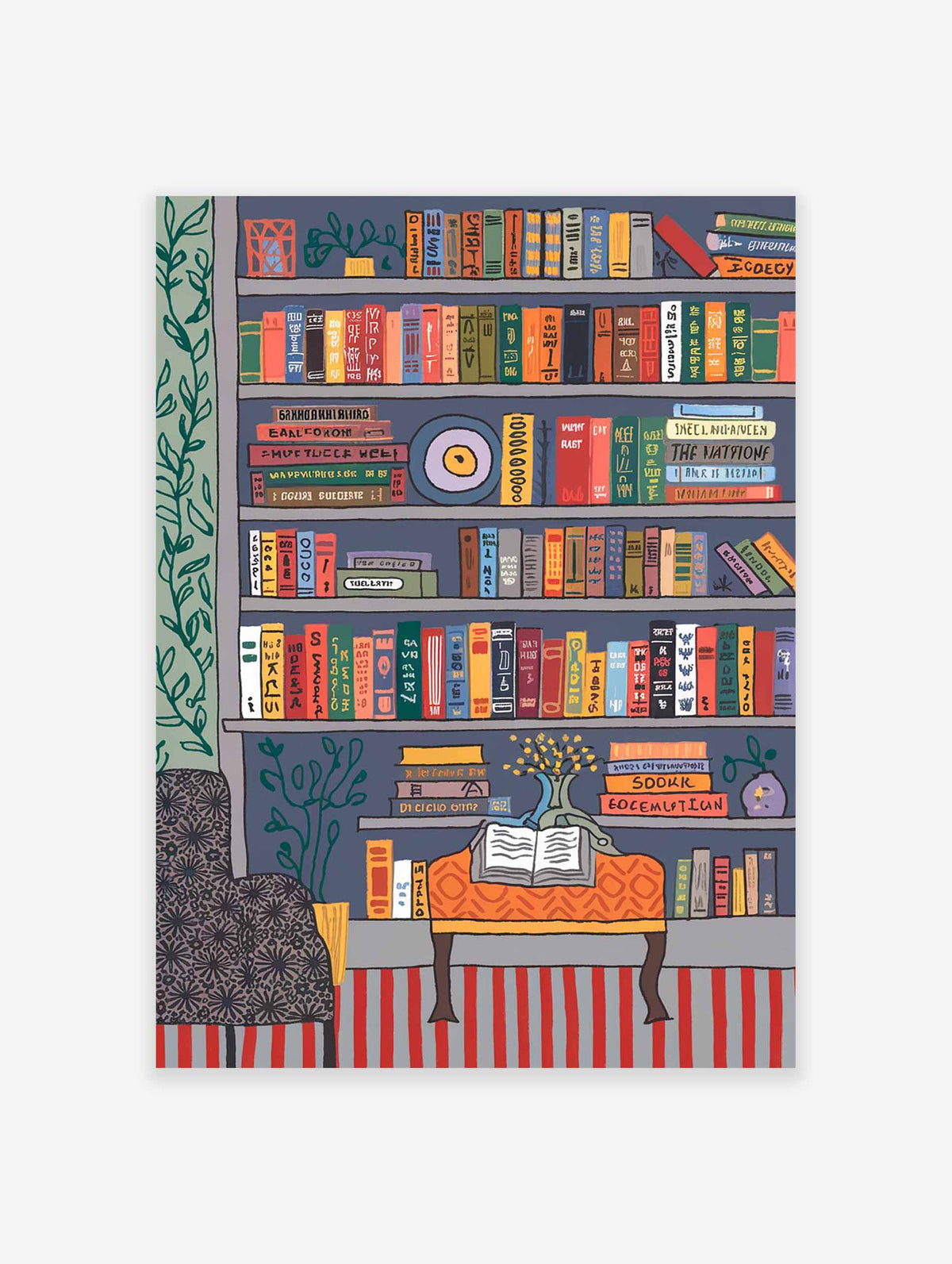 Vintage Bookshelf Poster