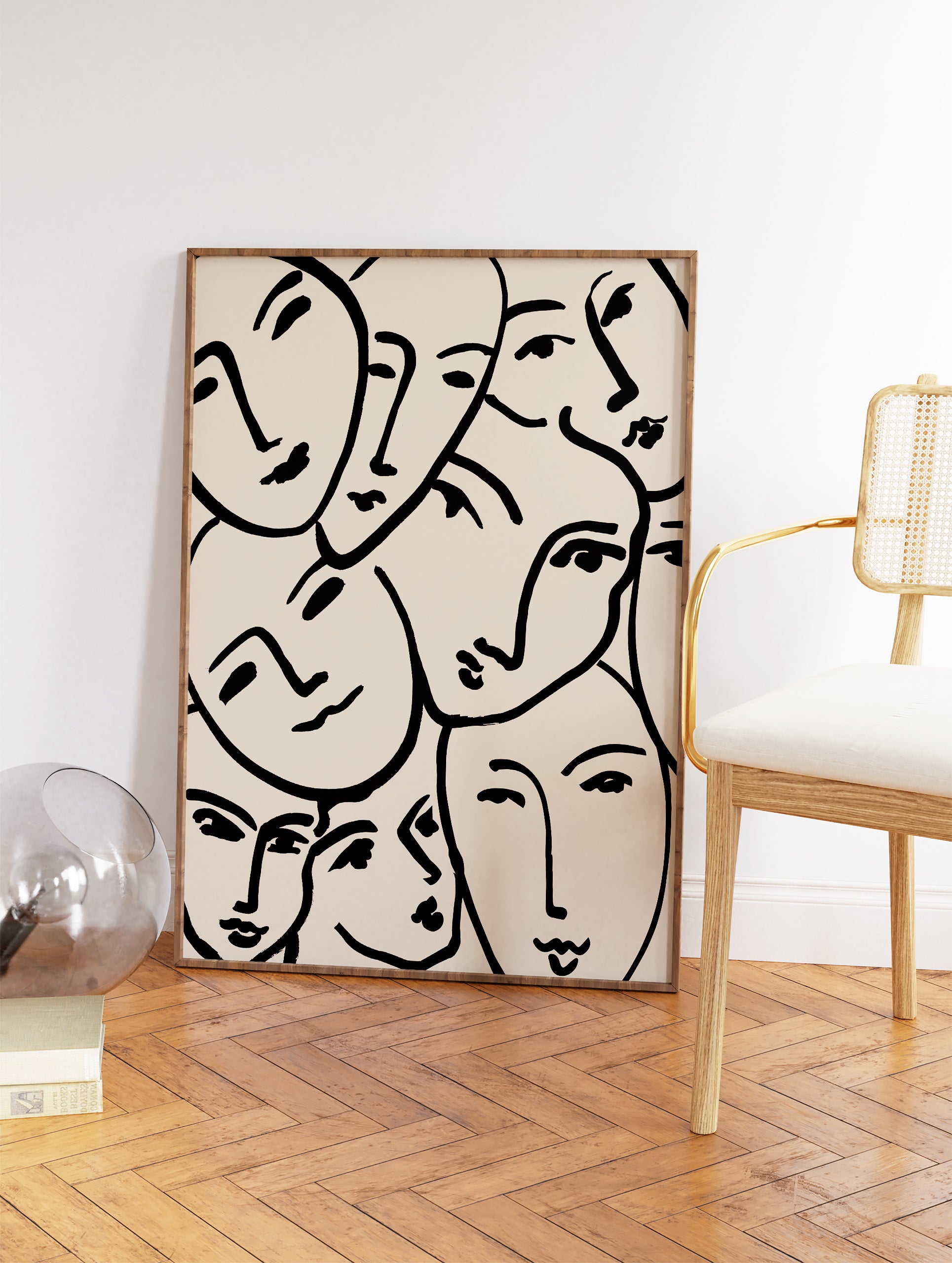 Abstract Face Line Art Poster, Abstract Line Art Print