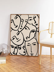 Abstract Face Line Art Poster, Abstract Line Art Print