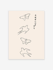 Birds and Butterflies Poster by Taguchi Tomoki, Taguchi Tomoki Print