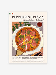 Pepperoni Pizza Food Poster, Italian Print