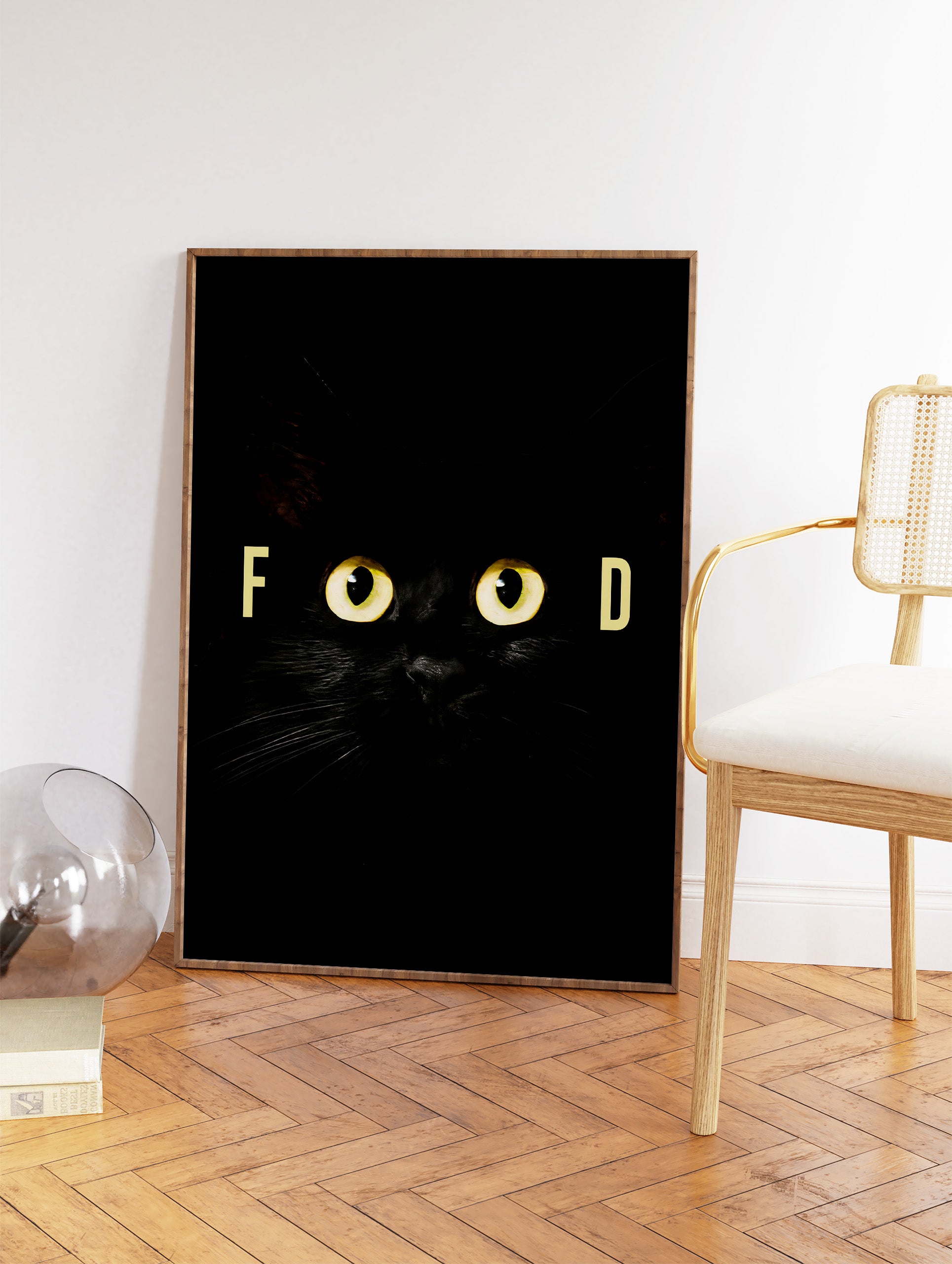 Black Cat Eyes Food Poster, Black Cat Print