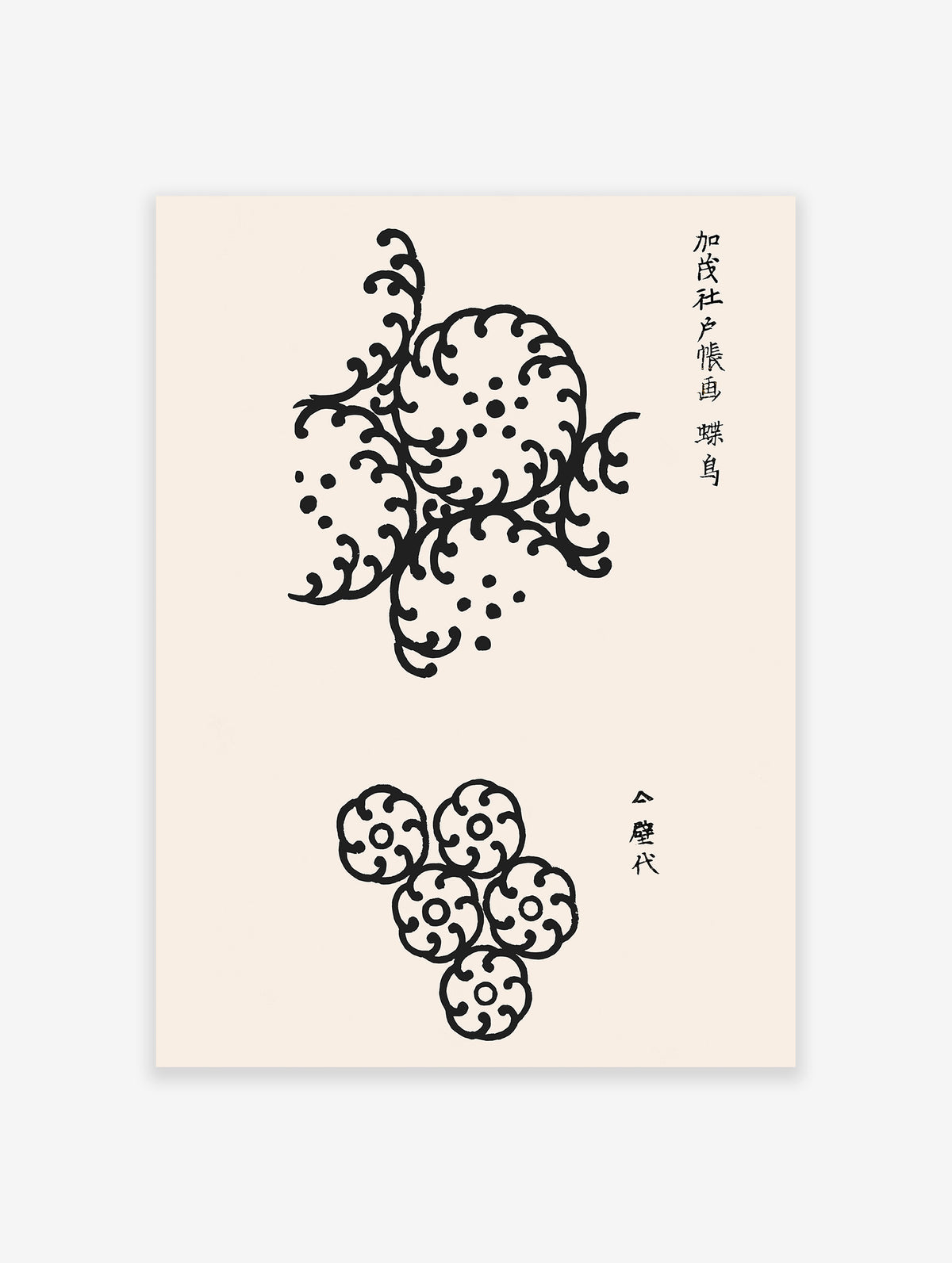 Japanese Floral Woodblock Pattern Poster by Taguchi Tomoki