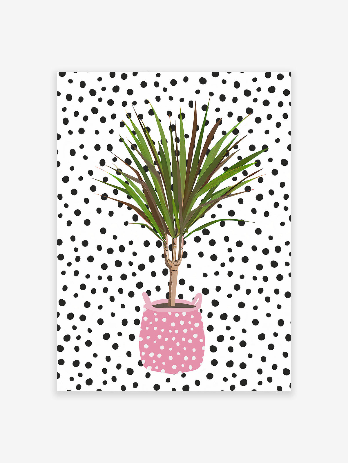 Flower Pot Poster, Polka Dot Flower Pot Print