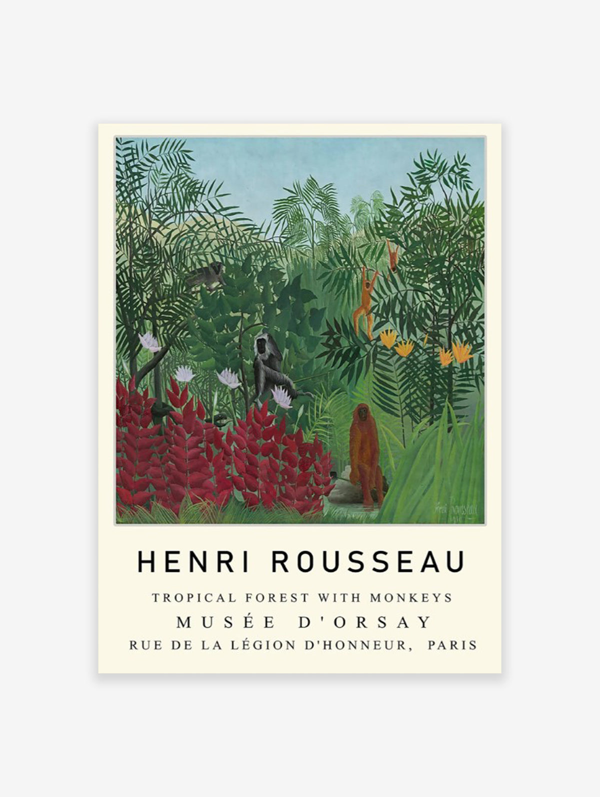 Tropical Forest With Monkeys Poster by Henri Rousseau, Henri Rousseau Print