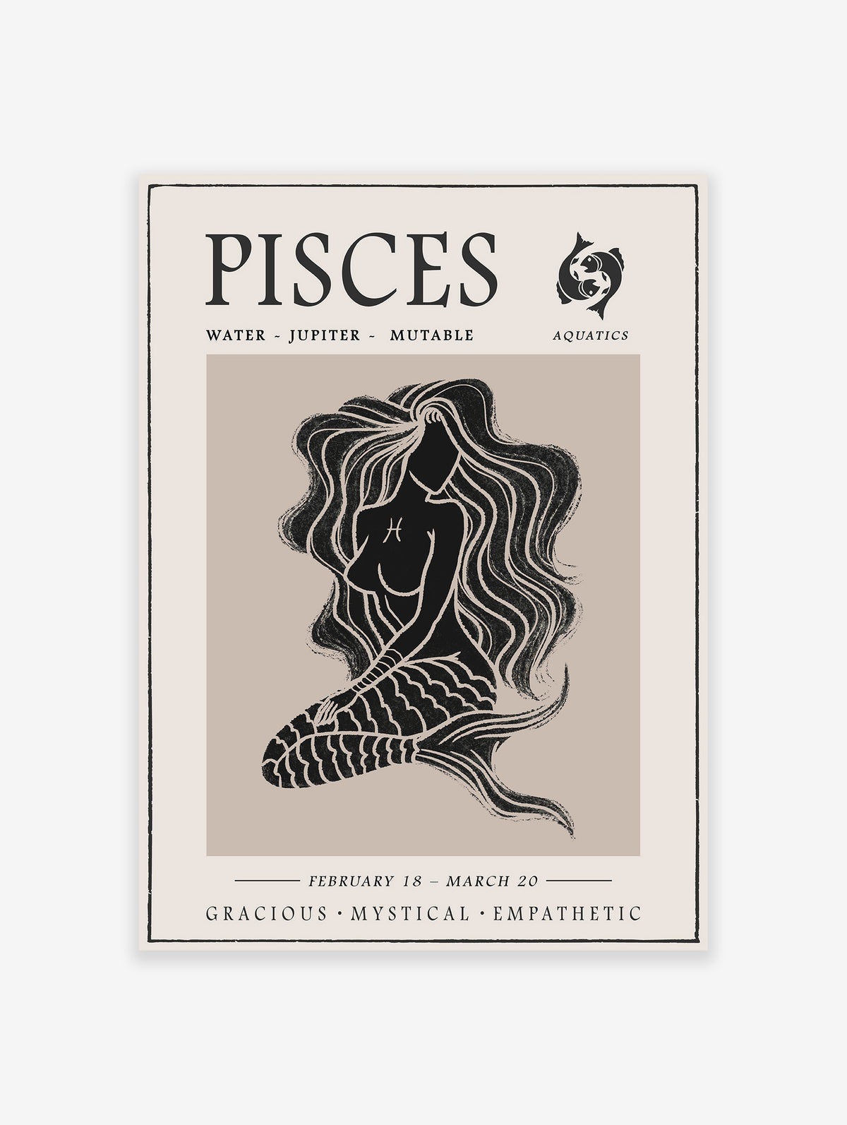 Pisces Zodiac Poster, Pisces Spiritual Print