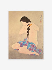 Woman Combing Hair Poster by Natori Shunsen, Natori Shunsen Print