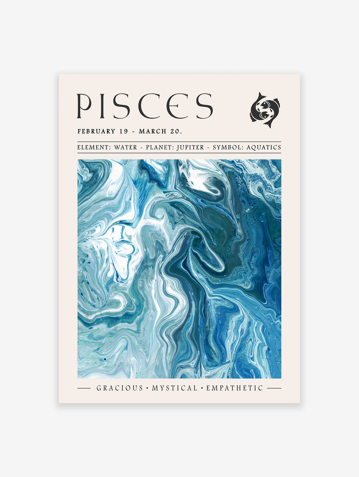 Pisces Zodiac Poster, Zodiac Star Sign Print