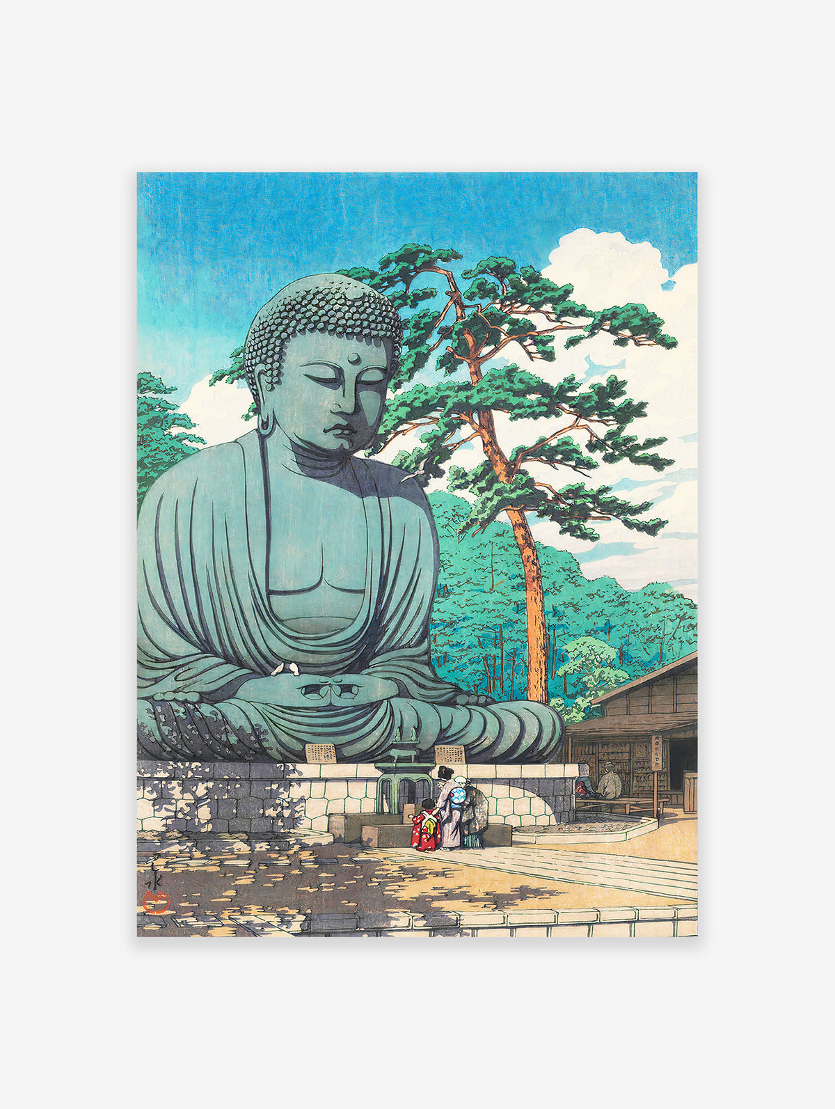 The Great Buddha at Kamakura by Kawase Hasui Art Poster, Kawase Hasui Print