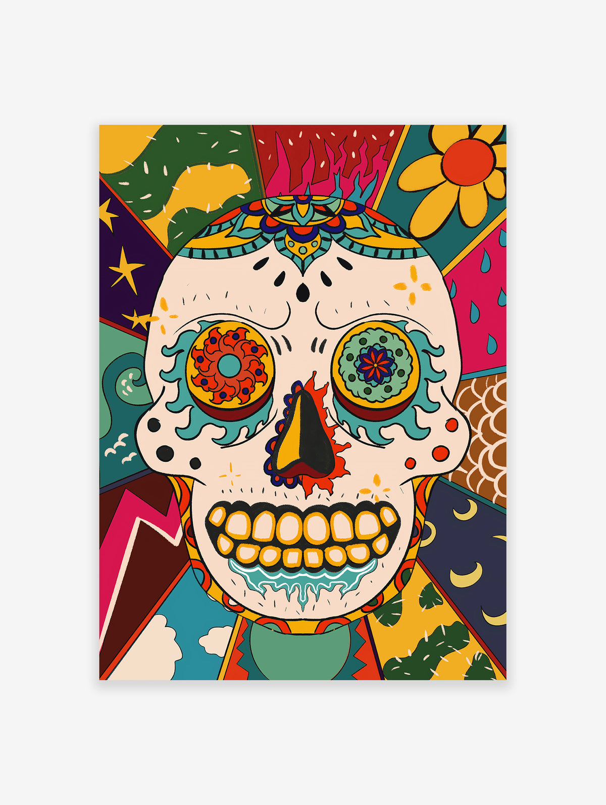 Mexican Skull Poster, Mexican Interior Print