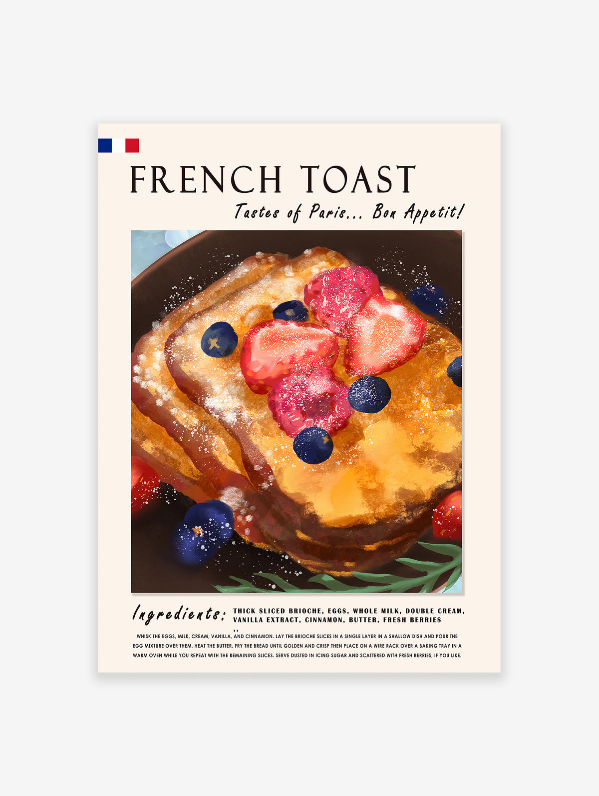 French Toast Food Poster, French Food Print