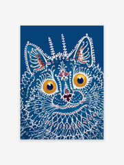 Blue Psychedelic Cat Poster by Louis Wain, Louis Wain Print