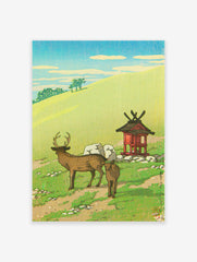 Deer Strolling along Kasuga Shrine, Nara Poster by Kawase Hasui, Kawase Hasui Print