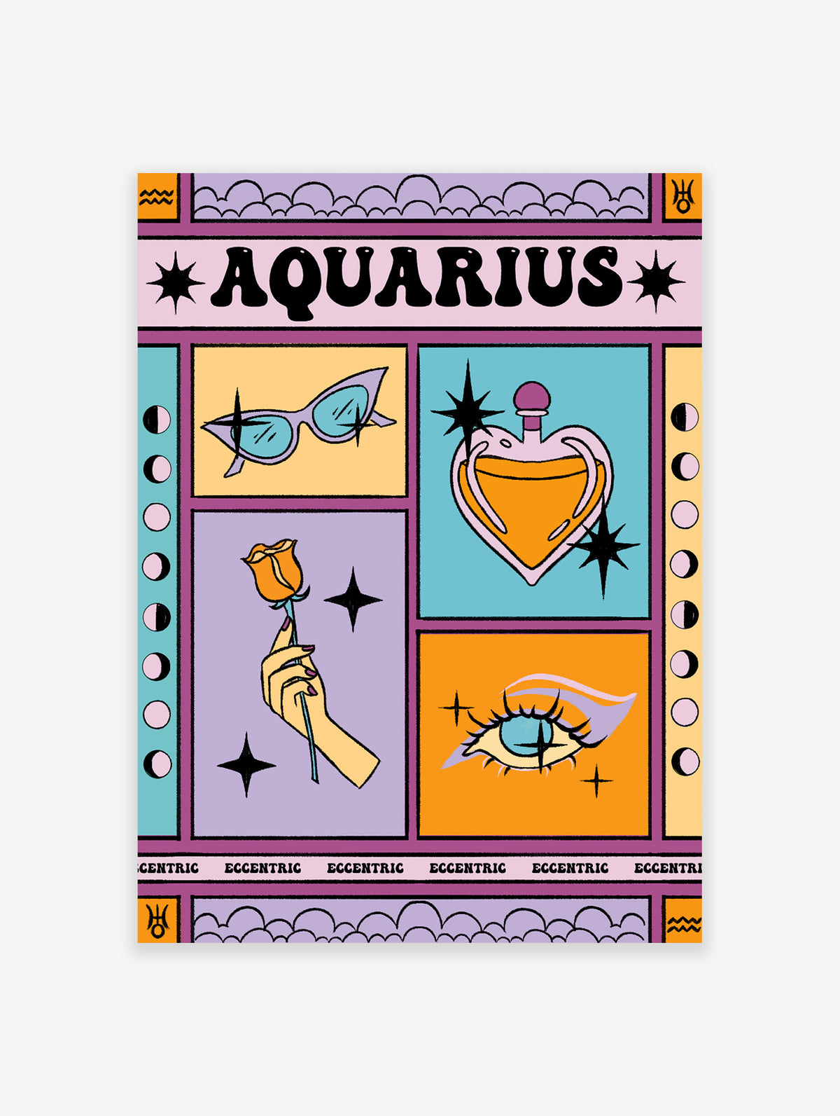 Aquarius Zodiac Poster, Aquarius Zodiac Star Sign Print