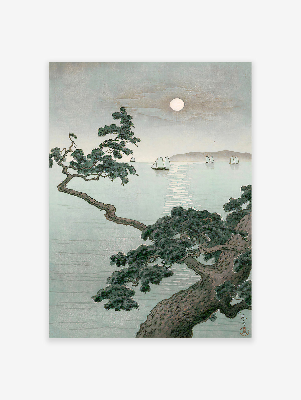 Full Moon at Akashi Poster by Tsuchiya Koitsu, Tsuchiya Koitsu Print