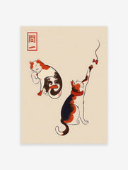 Minimalist Japanese Cat Poster, Japanese Cat Print