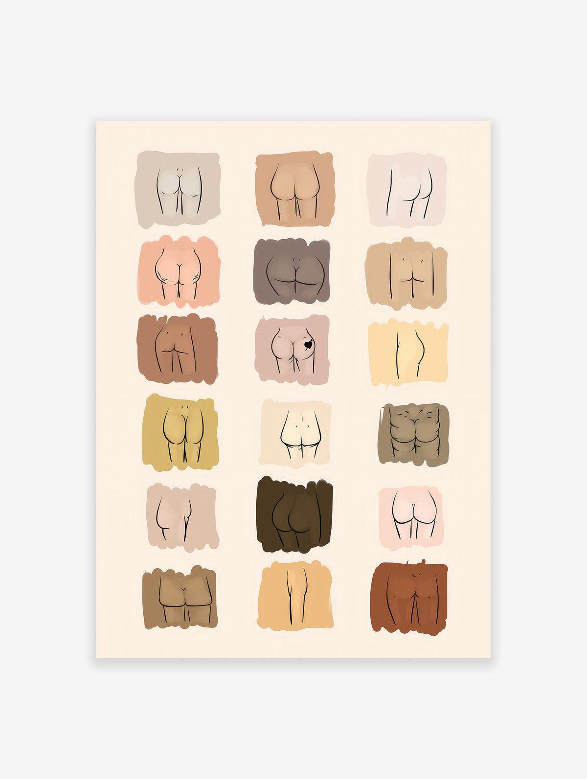 Butt Art Poster, Bottom Varieties Print