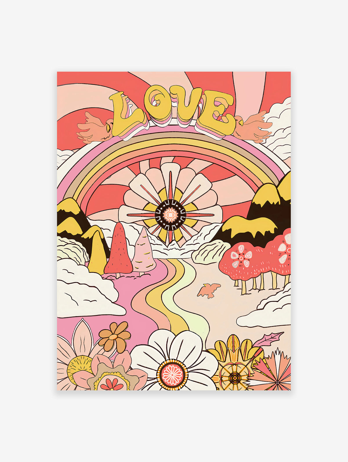 Psychedelic Love Poster, Retro 70's Print