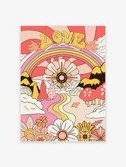 Psychedelic Love Poster, Retro 70's Print