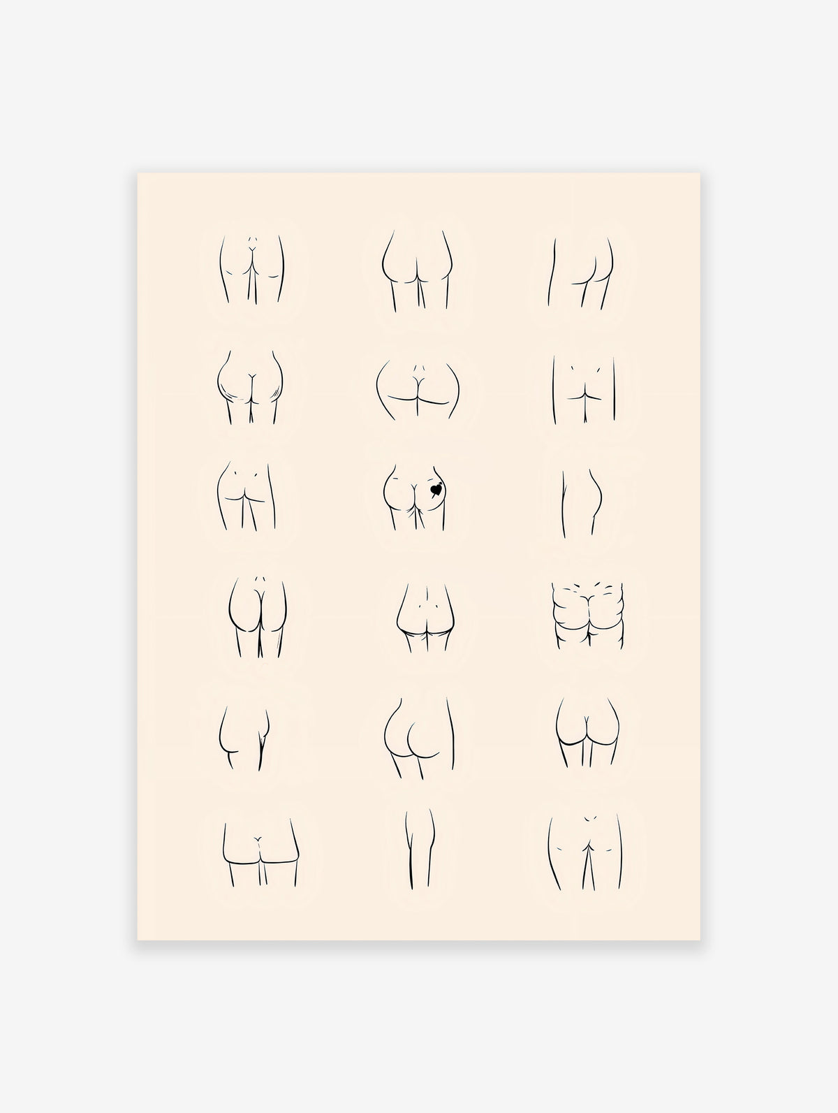 Butt Art Poster, Bottom Varieties Print