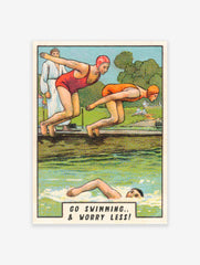 Go Swimming Worry Less Poster, Swimming Print