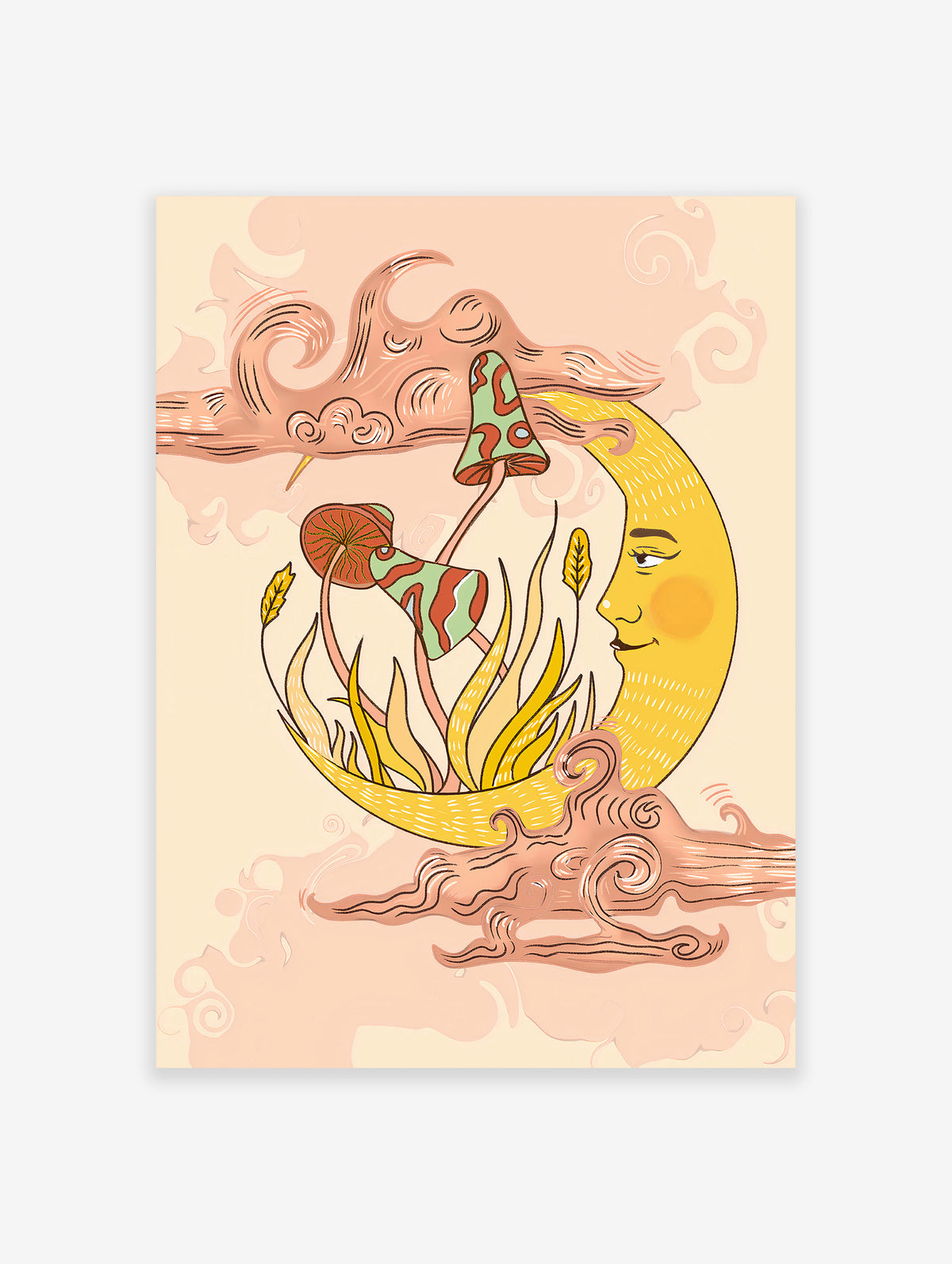 Psychedelic Moon Poster, Astrology Moon Print