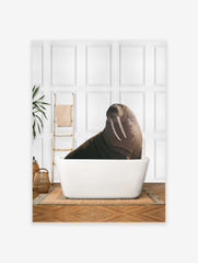 Walrus in the Bathtub Poster, Walrus Print