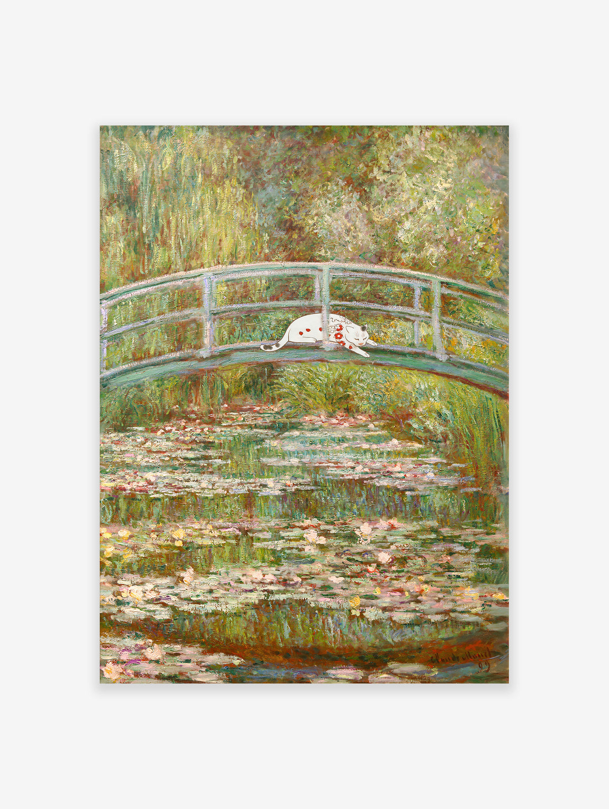 Monet Water Lilies Poster, Funny Cat Print