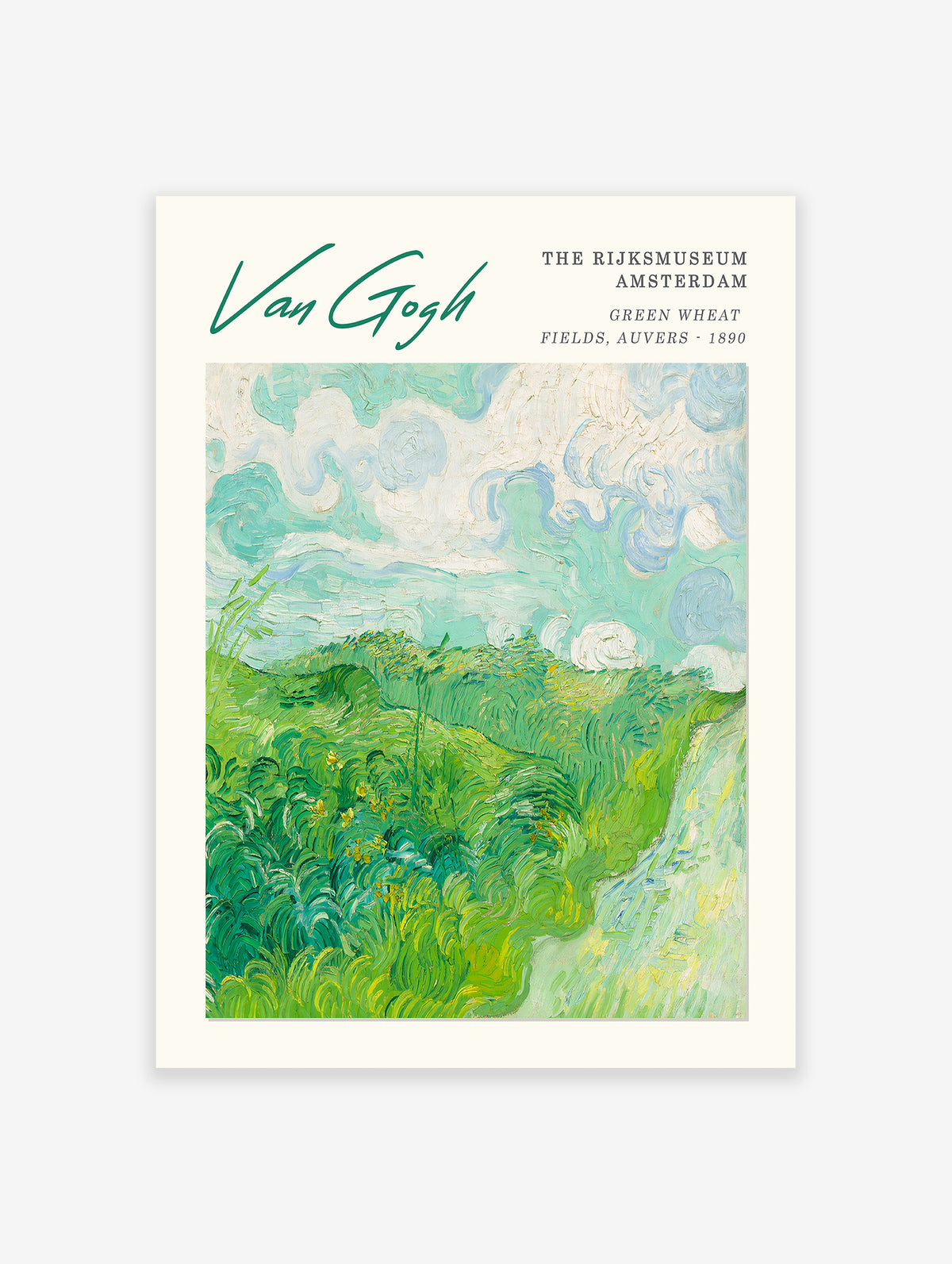 Green Wheat Fields, Auvers Poster by Vincent Van Gogh, Vincent Van Gogh Print