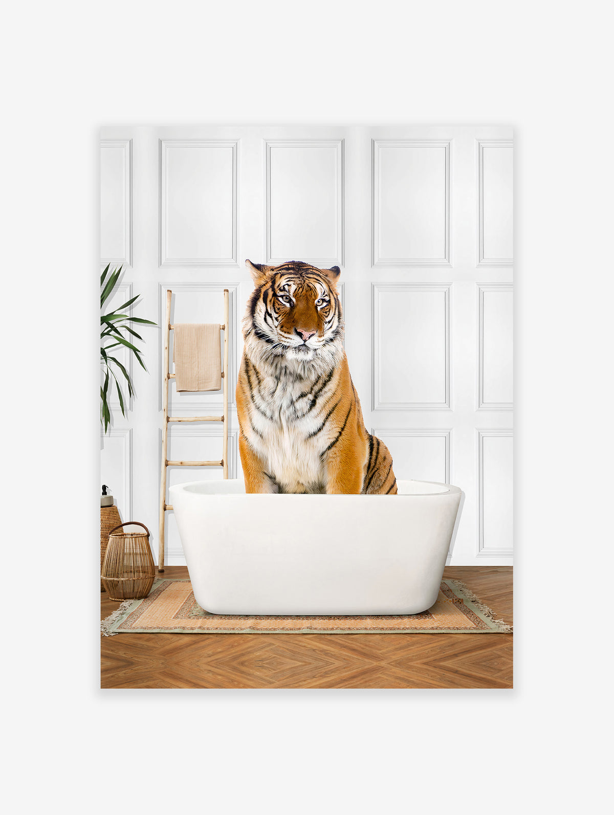 Tiger in the Bathtub Poster, Tiger Print