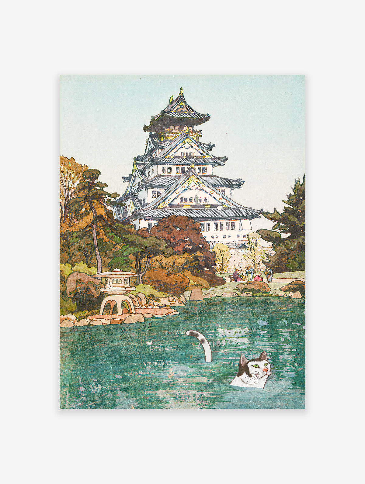 Hasui Kawase Poster, Japanese Cat Print