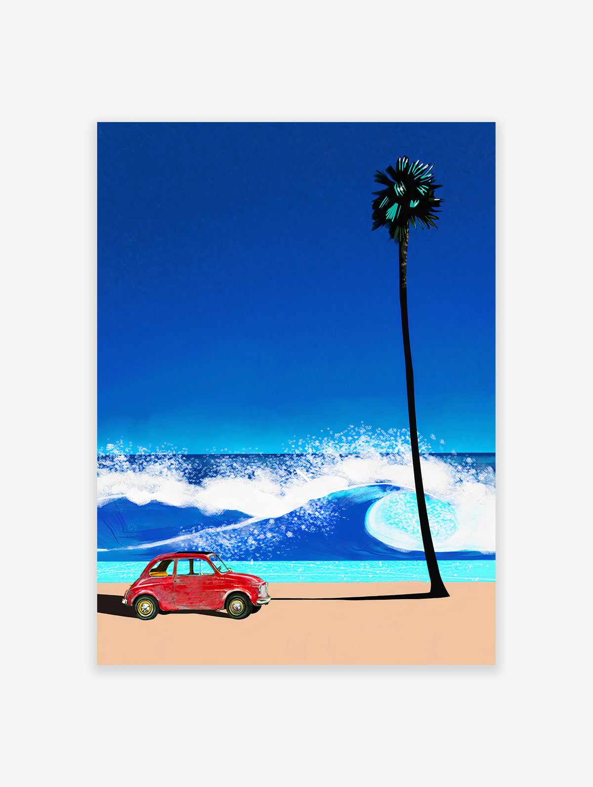 Retro Car Poster, Beach Print