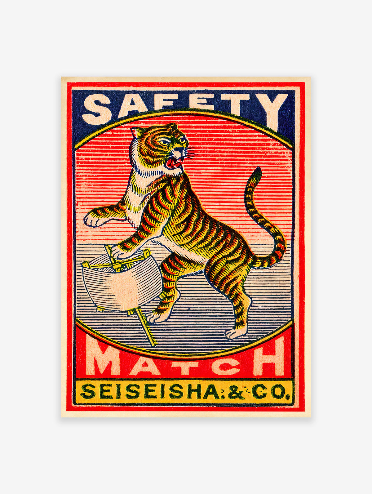 Tiger Matchbox Poster, Japanese Tiger Print