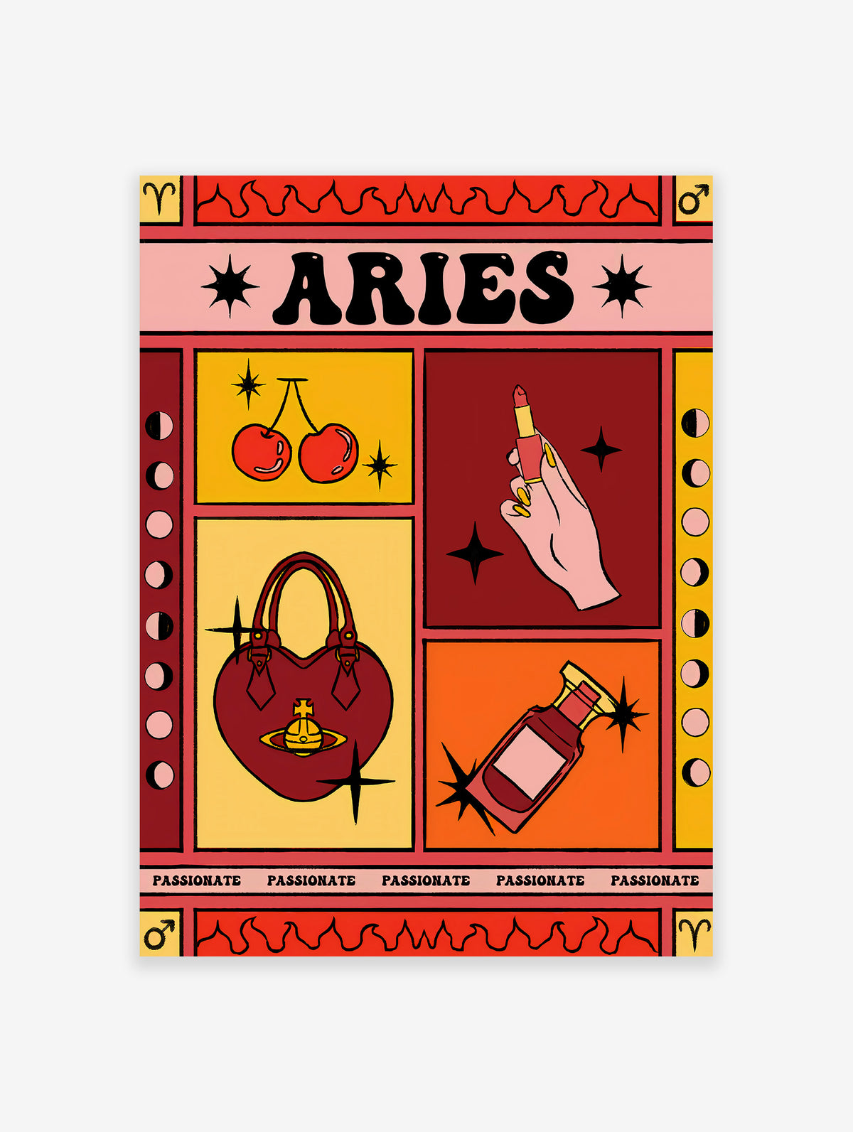 Aries Zodiac Poster, Classy Aries Zodiac Star Sign Print