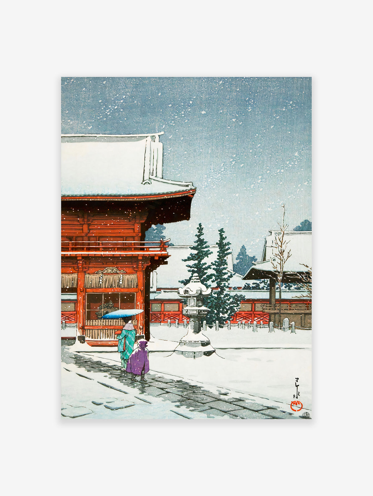 Snow at Nezugongen Shrine by Hasui Kawase Poster, Hasui Kawase Art Print