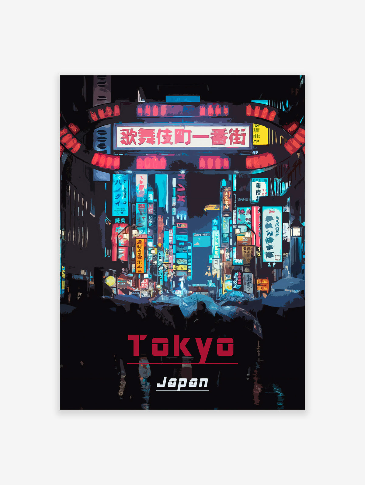 Tokyo City Poster, Tokyo Neon Street Print