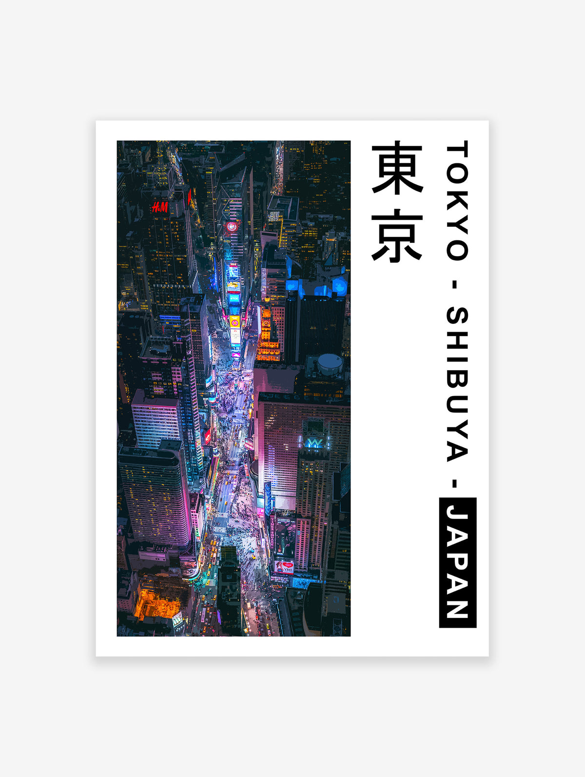 Tokyo Shibuya Neon Poster, Tokyo City Print