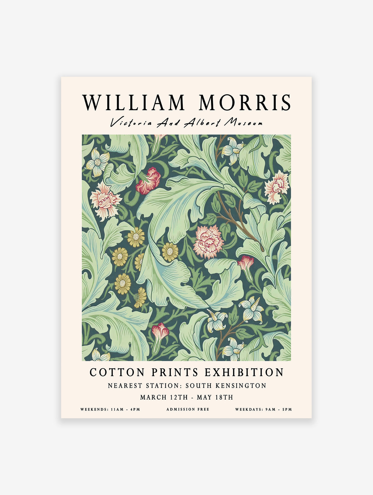 William Morris Poster, Green Botanical Print