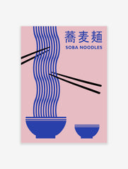 Japanese Soba Noodles Poster, Retro Japanese Food Print