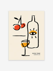 Wine Time Poster, Minimal Wine Print