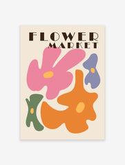 Retro Flower Market Poster, Psychedelic Floral Print