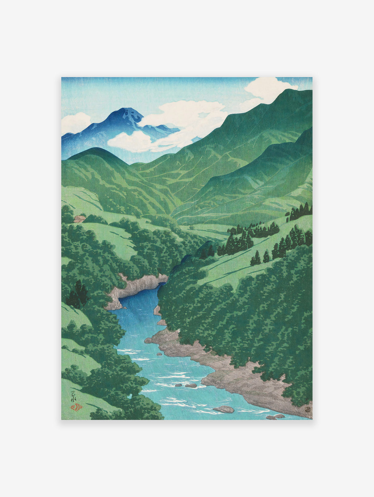 Yanagawa River, Koshu Poster by Kawase Hasui, Kawase Hasui Print