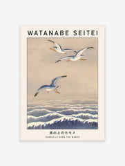 Seagulls Over the Waves Poster by Watanabe Seitei, Watanabe Seitei Print