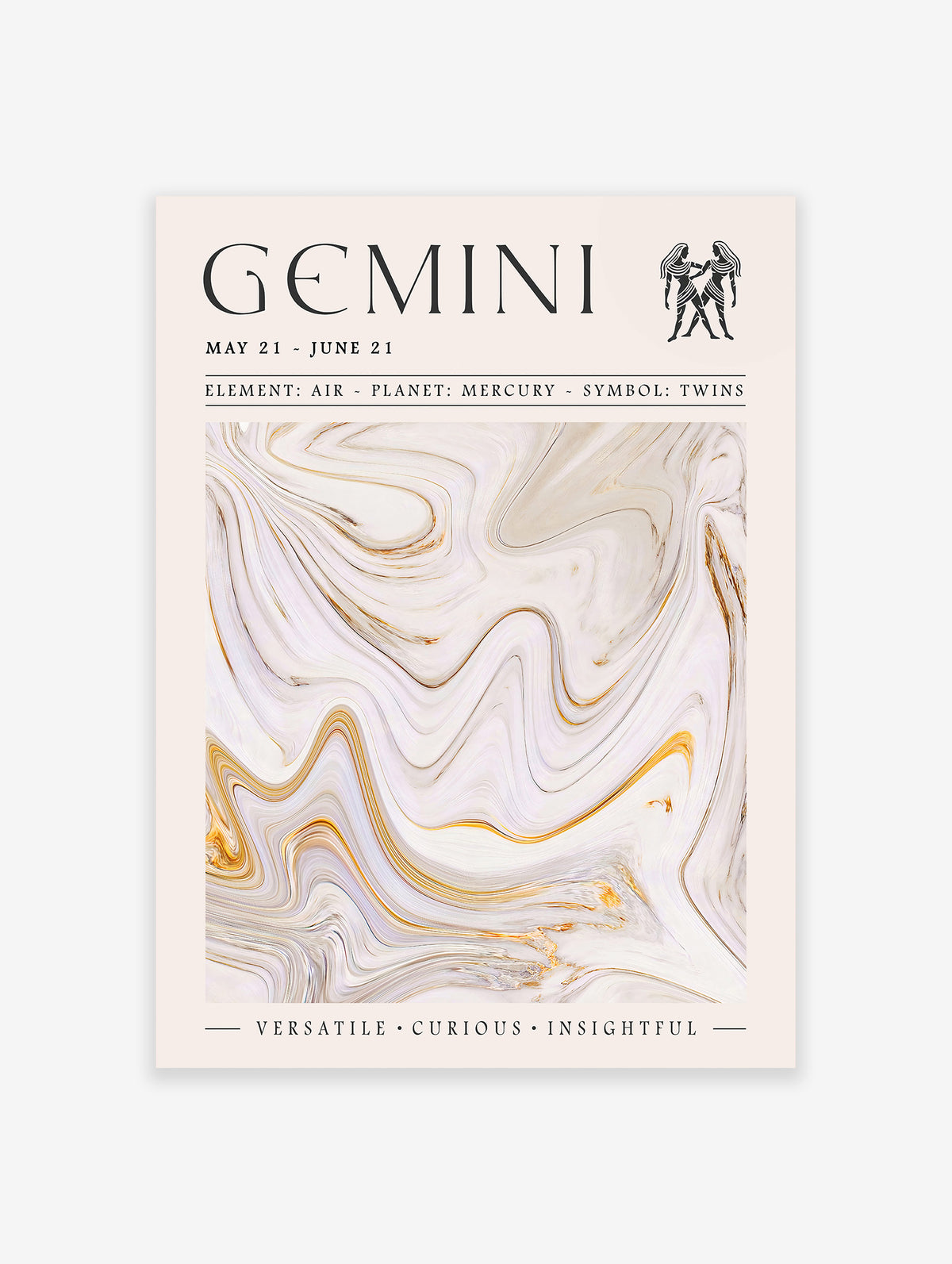 Zodiac Star Sign Poster, Gemini Zodiac Print