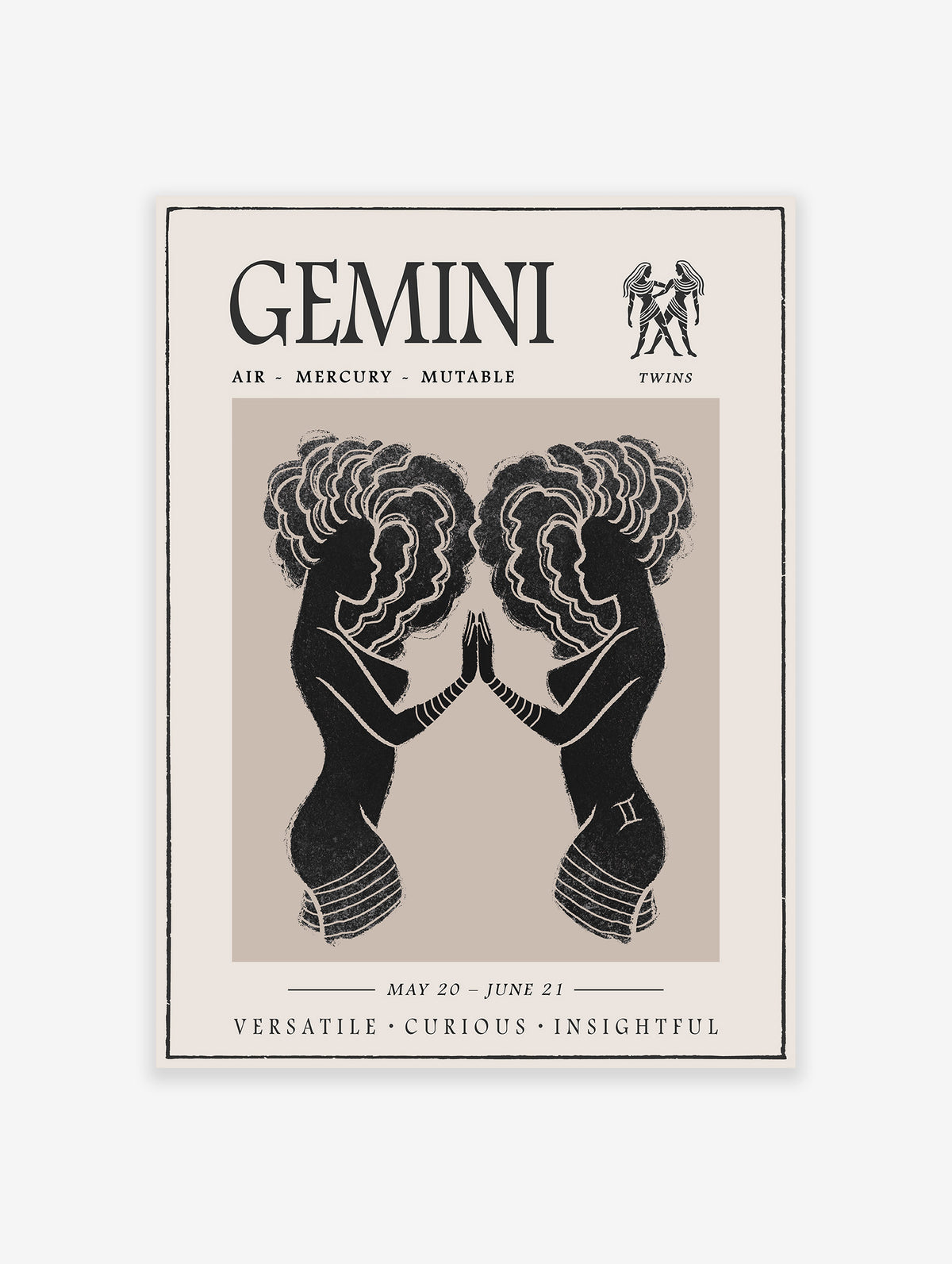 Zodiac Star Sign Poster, Gemini Zodiac Print