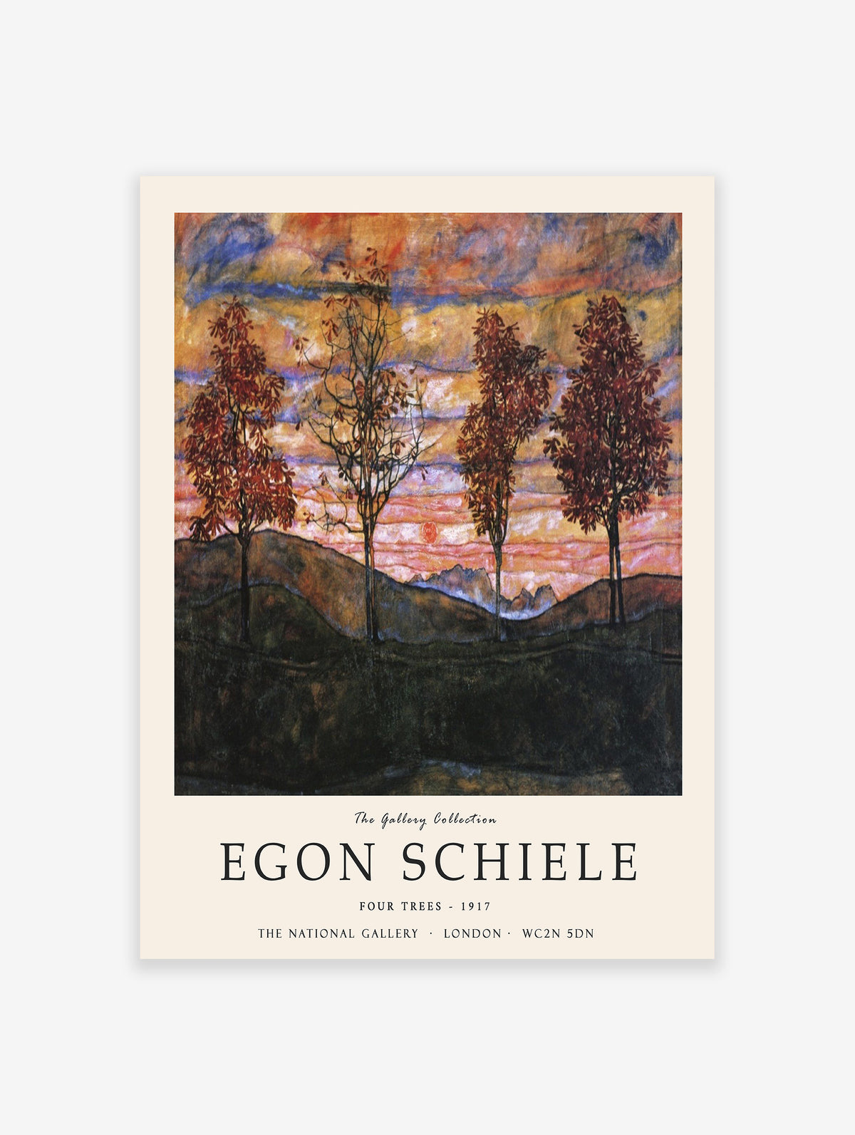 Four Trees Poster by Egon Schiele, Egon Schiele Print